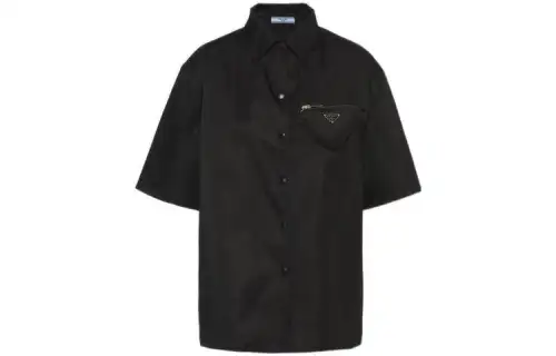 PRADA Shirts Women's Black Lapel Moderate Shirt