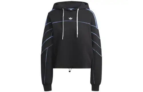 Adidas Originals ARCHIVE CUT LINE Sweatshirts Women's Black Hooded Moderate Regular
