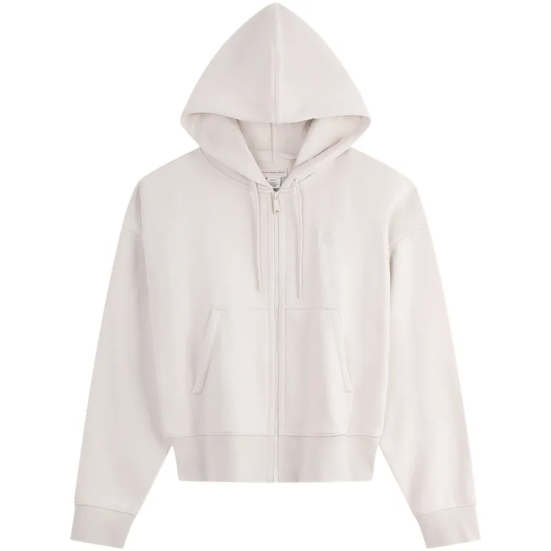 CALVIN KLEIN Fall Solid Color Hooded Drop Shoulder Sleeve Comfortable Commute Fleece Lined Sweatshirt Women's