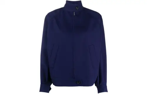 MIU MIU Jackets Women's Dark Blue Stand Collar Moderate Pilot