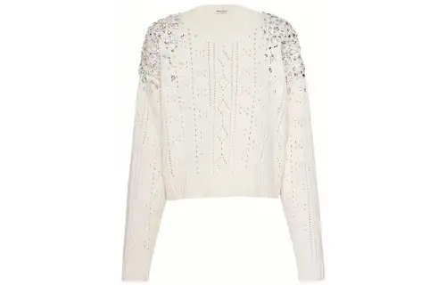 MIU MIU Cashmere Sweaters Women's White Crew Neck Moderate