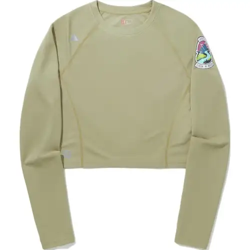 Li Ning T Shirts Women's Khaki Crew Neck Moderate Straight Fit