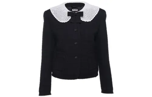 MIU MIU Jackets Women's Black Crew Neck Moderate Other