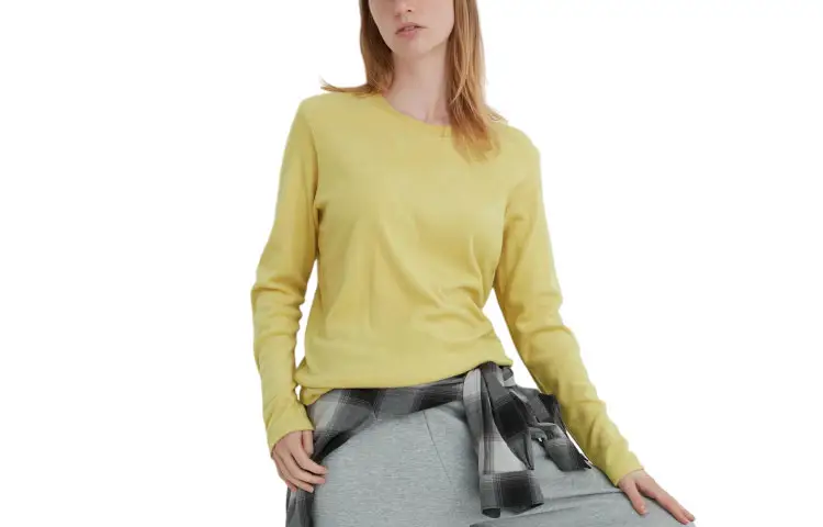 UNIQLO Knitwear Women's 44 Bright Yellow Crew Neck Moderate Base Layer