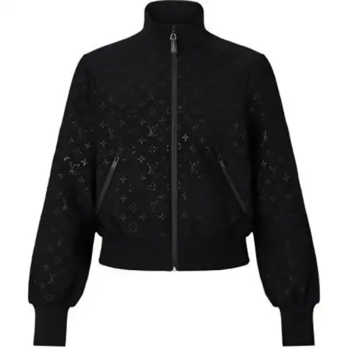 LOUIS VUITTON Embossed Monogram Zip Up Jacket