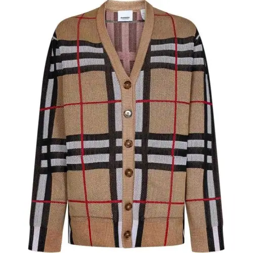 Burberry Checked V Neck Cardigan
