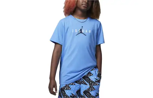 Jordan T Shirts Women's Blue Crew Neck Moderate Straight Fit