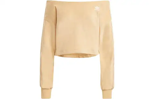 Adidas Originals Sweatshirts Women's Beige Crew Neck Moderate Regular