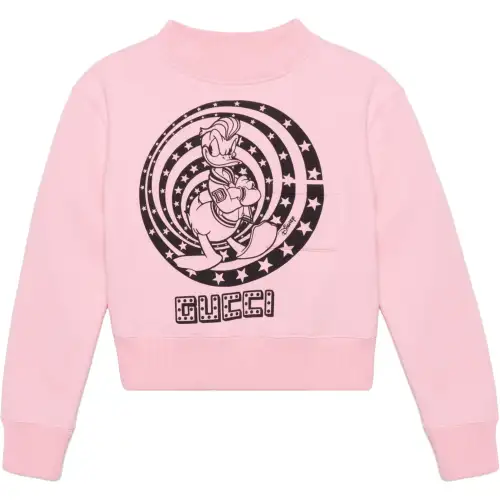 GUCCI Disney Donald Duck Pink Cotton Crewneck Top Sweatshirt