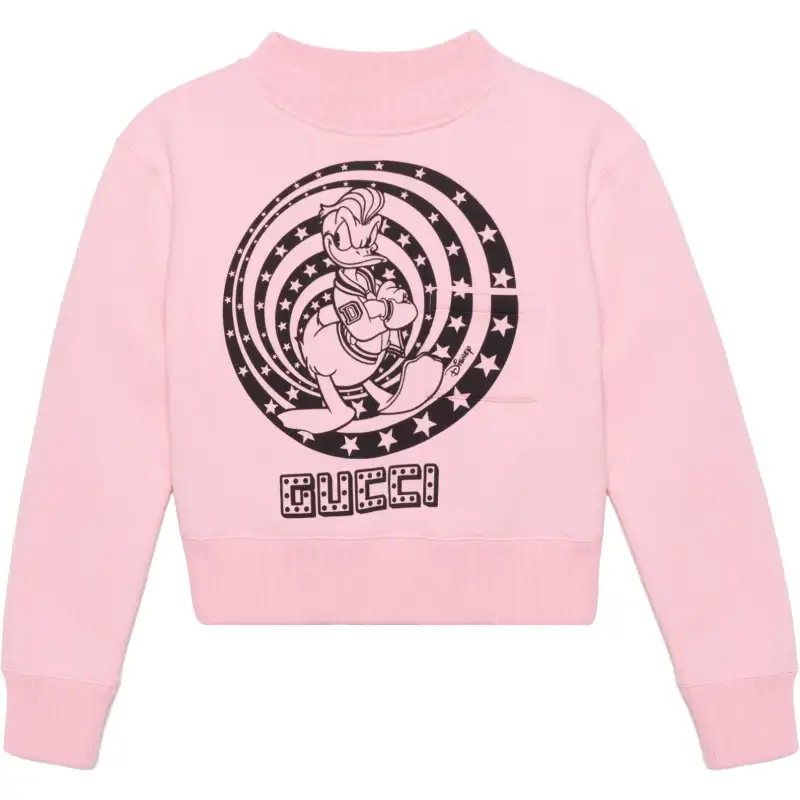 GUCCI Disney Donald Duck Pink Cotton Crewneck Top Sweatshirt