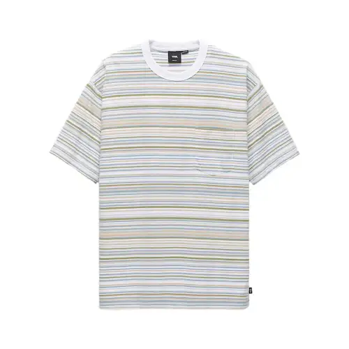 Vans T Shirts Men's White Blue Crew Neck Moderate Straight Fit