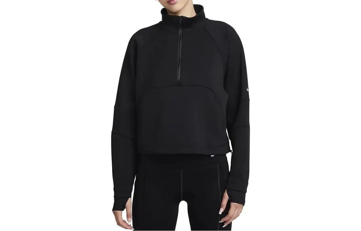 Nike Sweatshirts Women's Black Stand Collar Moderate Regular