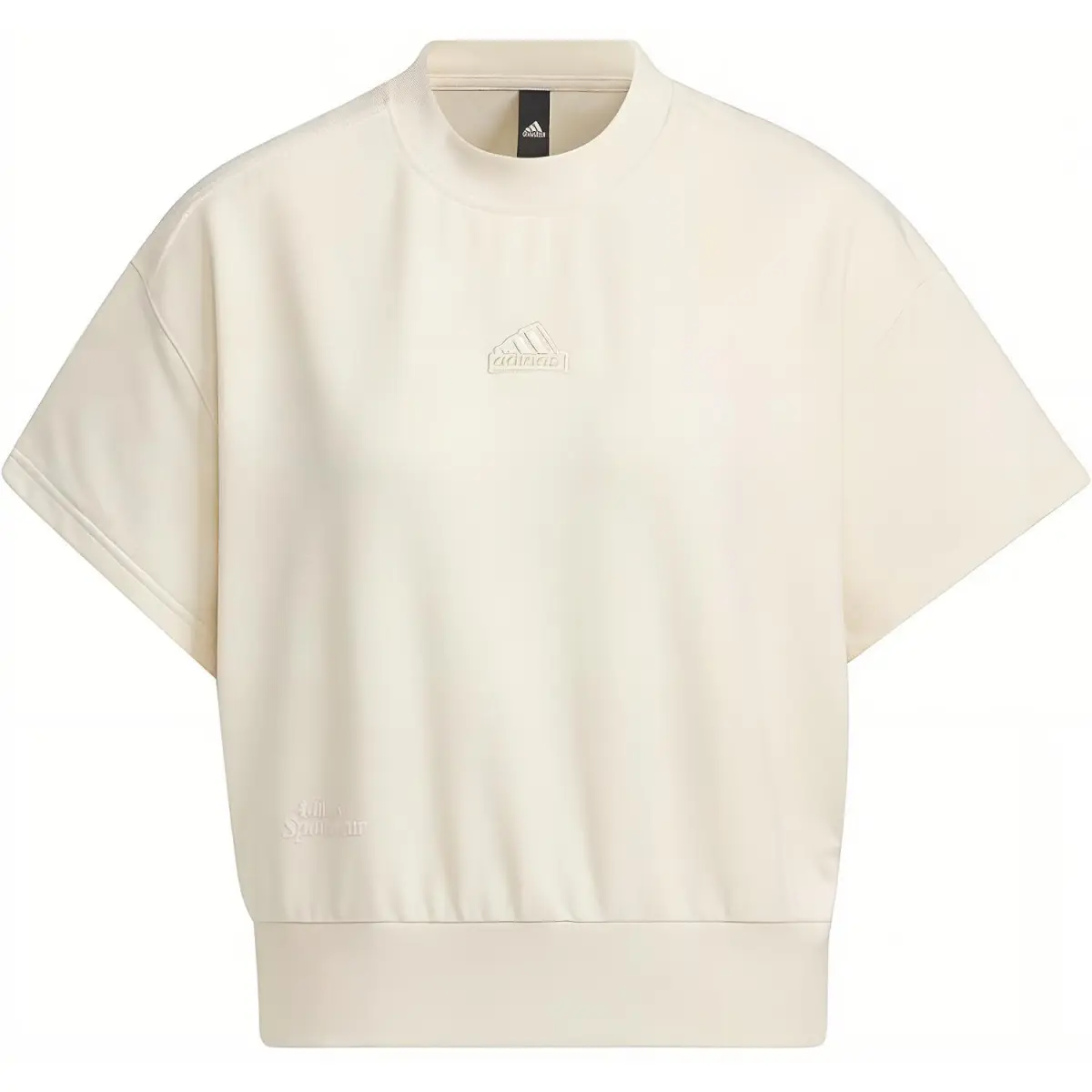 Adidas T-Shirts Women's Ecru Crew Neck Moderate Straight Fit