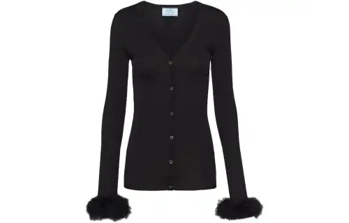 Prada Ribbed Button-Up Cardigan