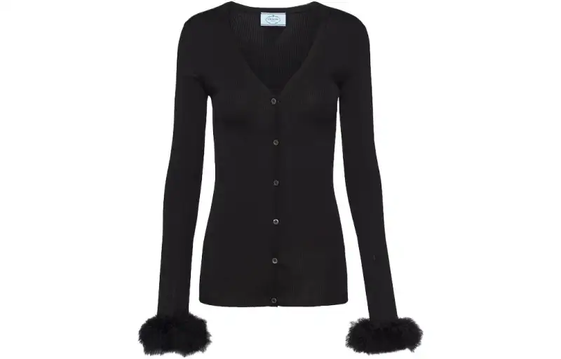 Prada Ribbed Button-Up Cardigan