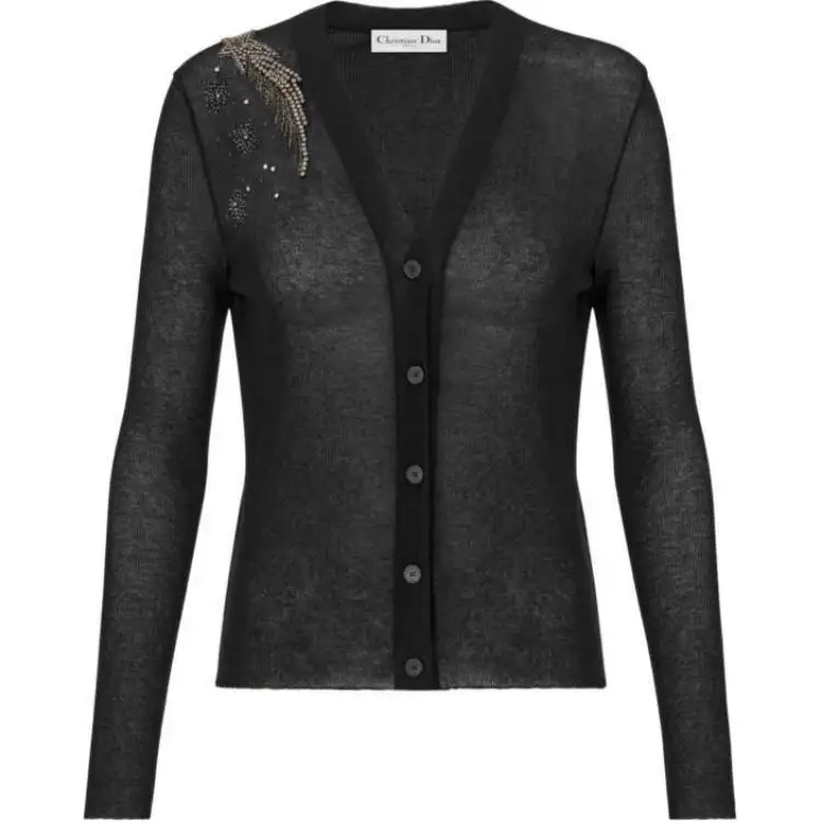 DIOR Knitwear Women's Black V Neck Moderate Other
