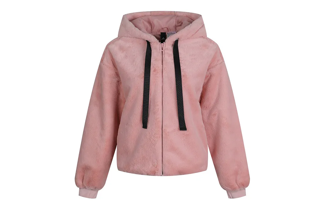 Adidas Jackets Women's Pink Hooded Thickened Other