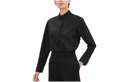 HERMES Shirts Women's Black Lapel Moderate Other
