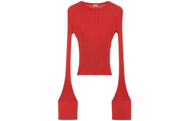 LOEWE T Shirts Women's Red Crew Neck Moderate Straight Fit