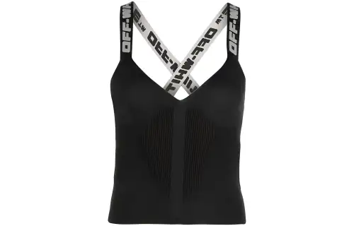 OFF-WHITE logo-tape knitted top