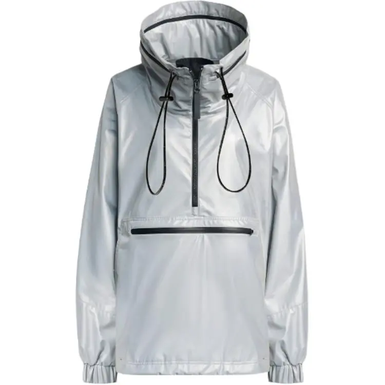 Adidas Stella McCartney EARTH PROTECTOR PULL on JACKET Sweatshirt Women's Silver
