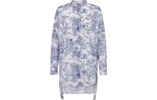 DIOR Shirts Women's Blue Stand Collar