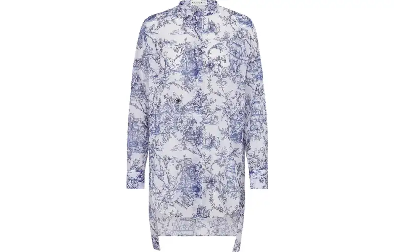DIOR Shirts Women's Blue Stand Collar