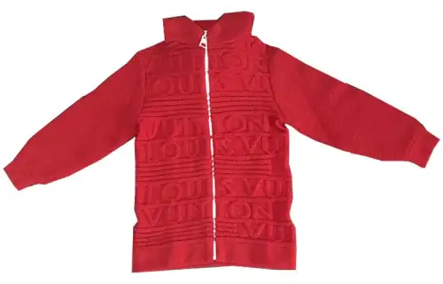 LOUIS VUITTON Knitted Fabric Cardigan Women's Red
