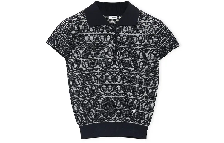 LOEWE Knitwear Women's Black Polo Collar Moderate Other