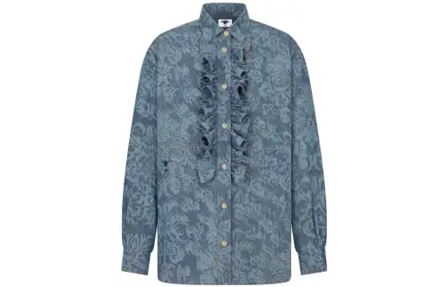 DIOR Shirts Women's Blue Lapel Moderate Other