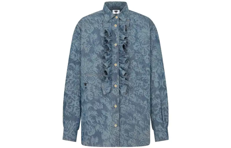 DIOR Shirts Women's Blue Lapel Moderate Other
