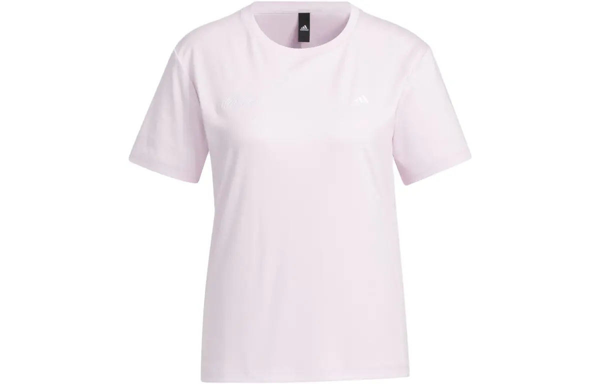 Adidas T-Shirts Women's Pink Crew Neck Moderate Straight Fit