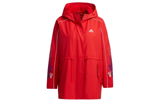 Adidas CNY Jkt Warm Spring Festival CNY Collection, Sports Printed Pattern Hooded Fleece Lined Jacket Women's