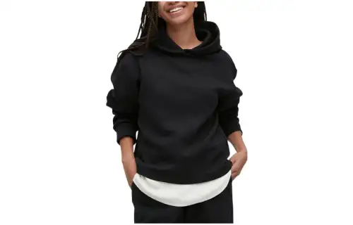 UNIQLO Sweatshirts Women's Black Hooded Moderate Regular