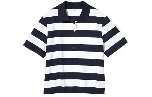 UNIQLO Polo Shirts Women's Navy Blue Polo Collar Moderate Straight Fit