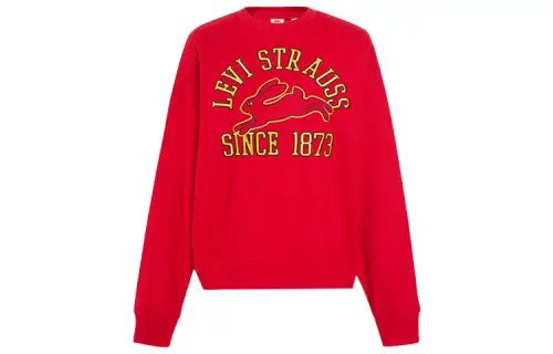Levis Sweatshirts Women's Red Crew Neck Moderate Regular