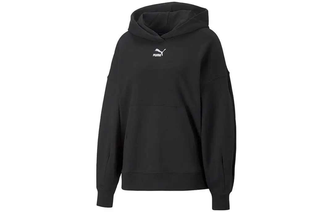 PUMA Sweatshirts Women's Black Hooded Moderate Regular