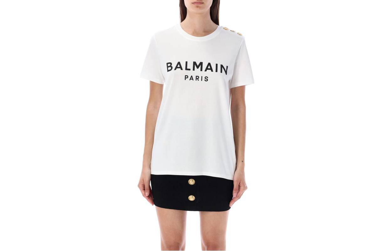 Женская футболка BALMAIN 23ABF1EF005BB02GAB (белая)