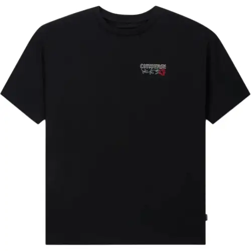Converse Drop Shoulder Sleeve T Shirt Women's Black