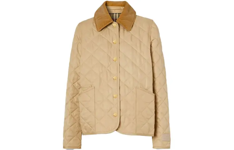 Burberry Jackets Women's Soft Yellow Brown Lapel Moderate Pilot