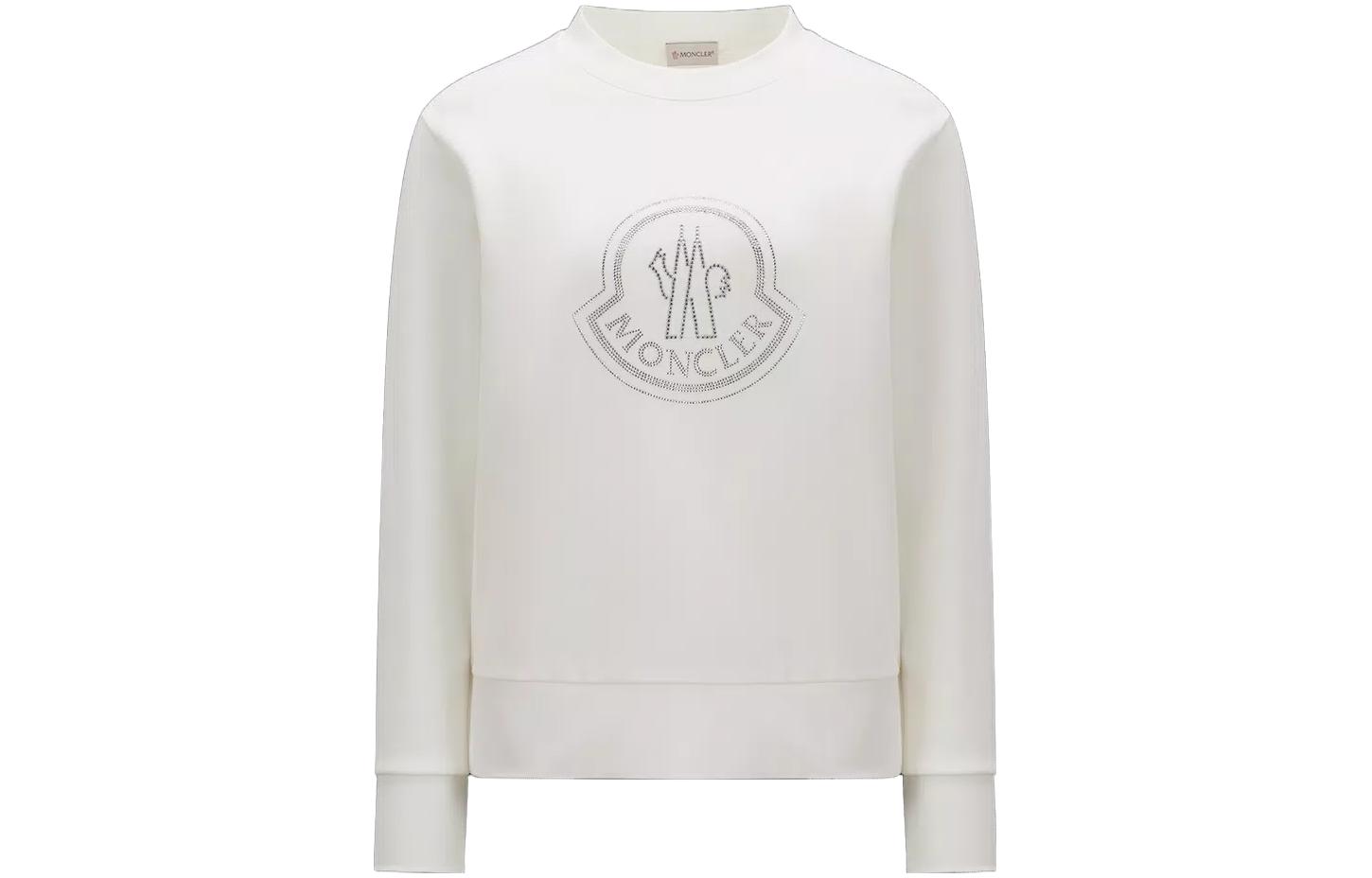 Женское худи Moncler с кристаллами (белое)