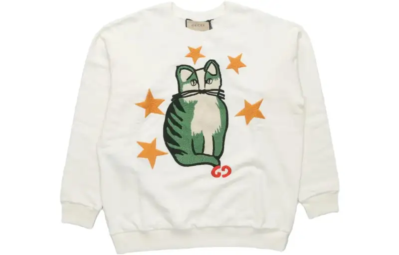 GUCCI Sweatshirts Women's White Crew Neck Moderate Regular