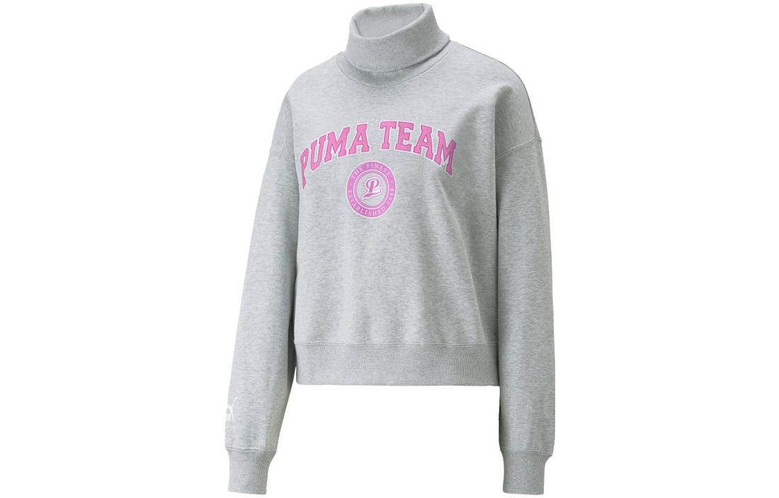 PUMA Sweatshirts Women's Gray Stand Collar Moderate Regular