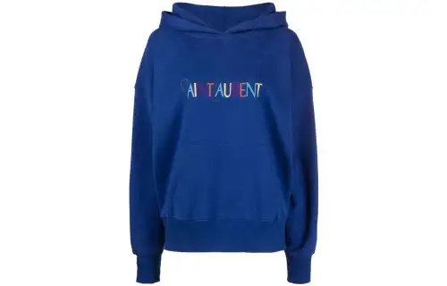 SAINT LAURENT Logo Embroidered Long Sleeved Hoodie