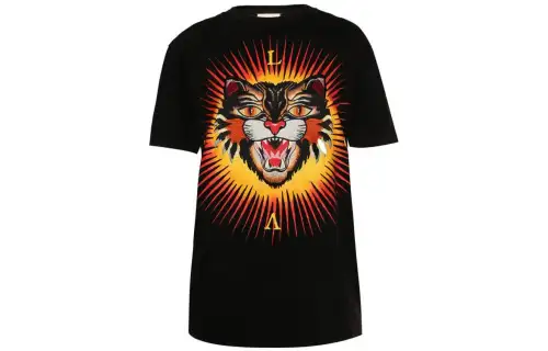 GUCCI T Shirts Women's Black Crew Neck Moderate Straight Fit