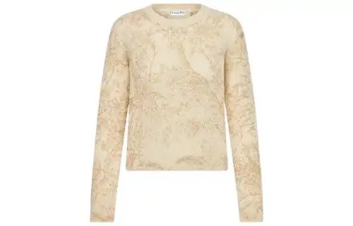 DIOR Cashmere Sweaters Women's Gold Crew Neck Moderate