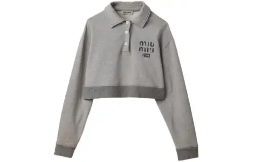MIU MIU Logo-Printed Crewneck Cropped Sweatshirt