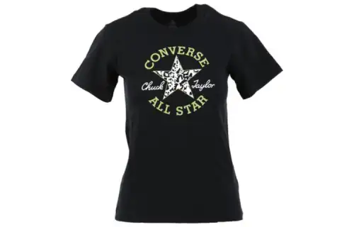 Converse T Shirts Women's Black Crew Neck Moderate Straight Fit