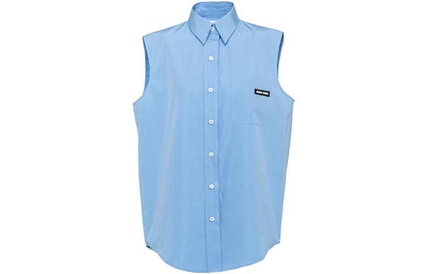 MIU MIU Shirts Women's Blue Pointed Collar Moderate Other