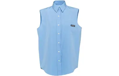 MIU MIU Shirts Women's Blue Pointed Collar Moderate Other